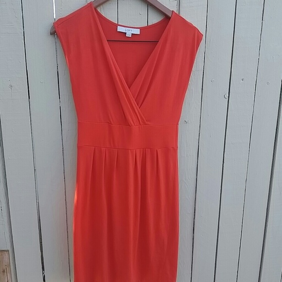 Ann Taylor LOFT Tomato Red Cotton/Modal Dress - Picture 1 of 5